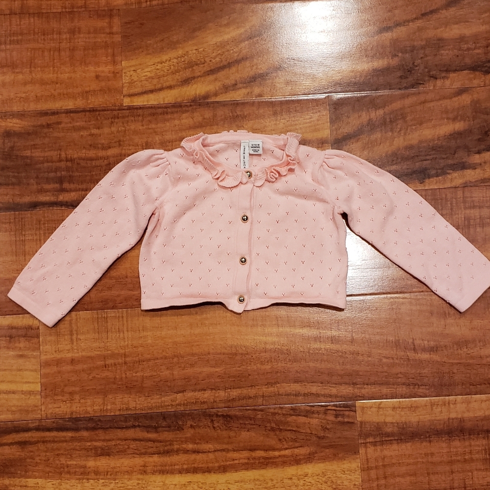 Janie and Jack EUC 12-18 months pink pointelle crop cardigan